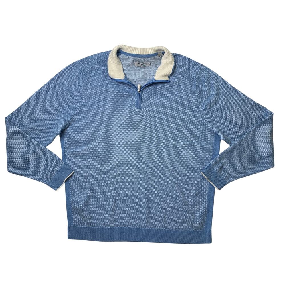 Tommy Bahama Sweatshirt Mens XL Blue Coolside IslandZone Cotton Blend Half Zip